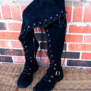 Suede thigh high sexy boots 👢